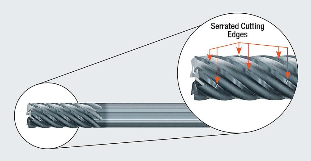 Chip breaker end mills improve chip control, milling stability